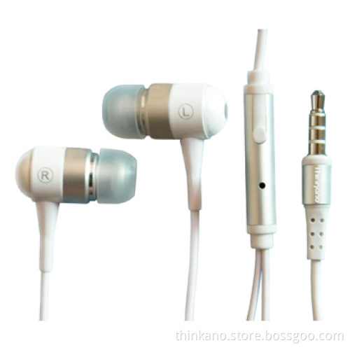 White Varnish Earphone with Mic with CE and RoHS Certification